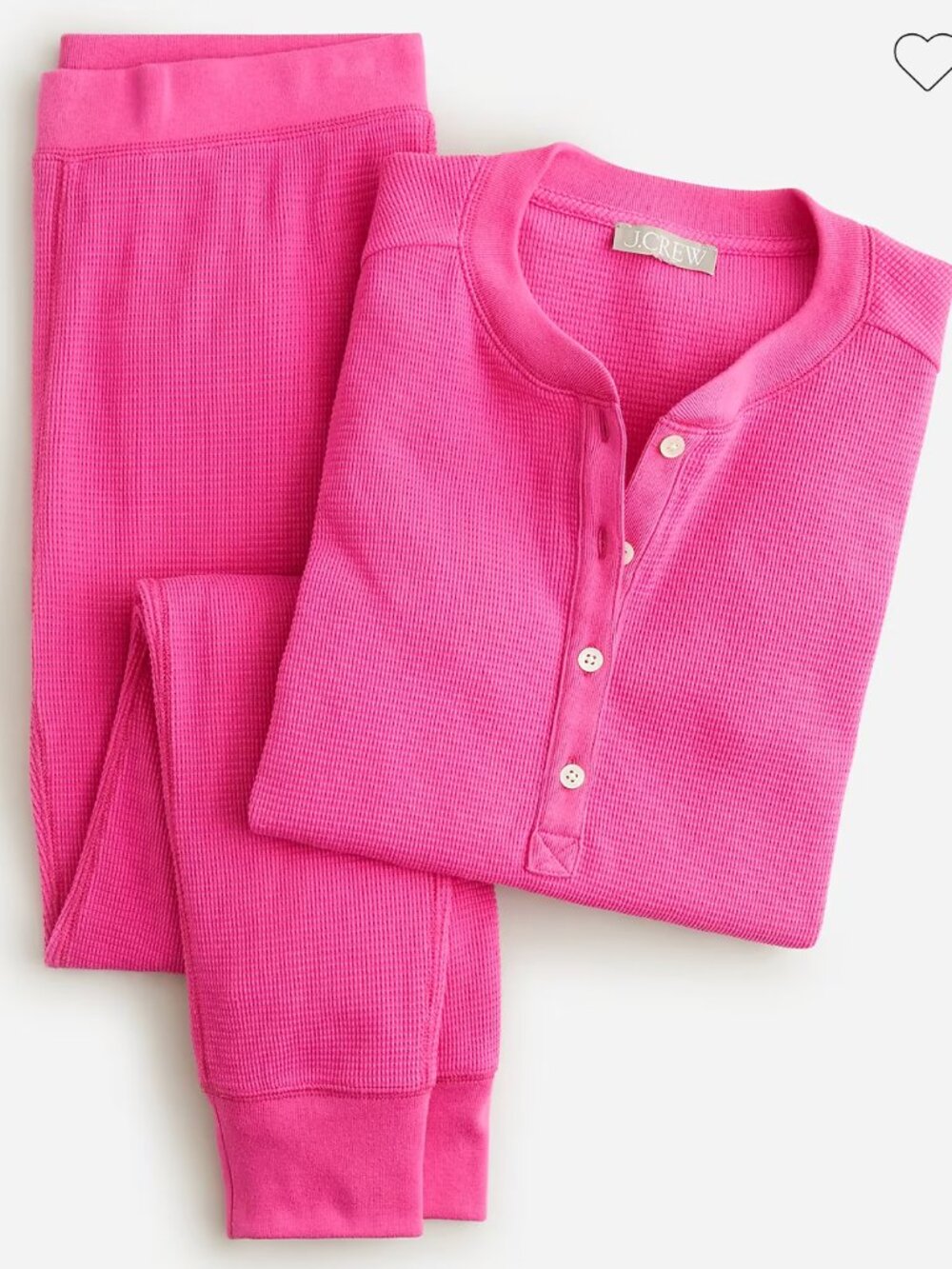 Women's J.Crew Waffle Henley Pink Pajama Set, Size M, Excellent Condition
